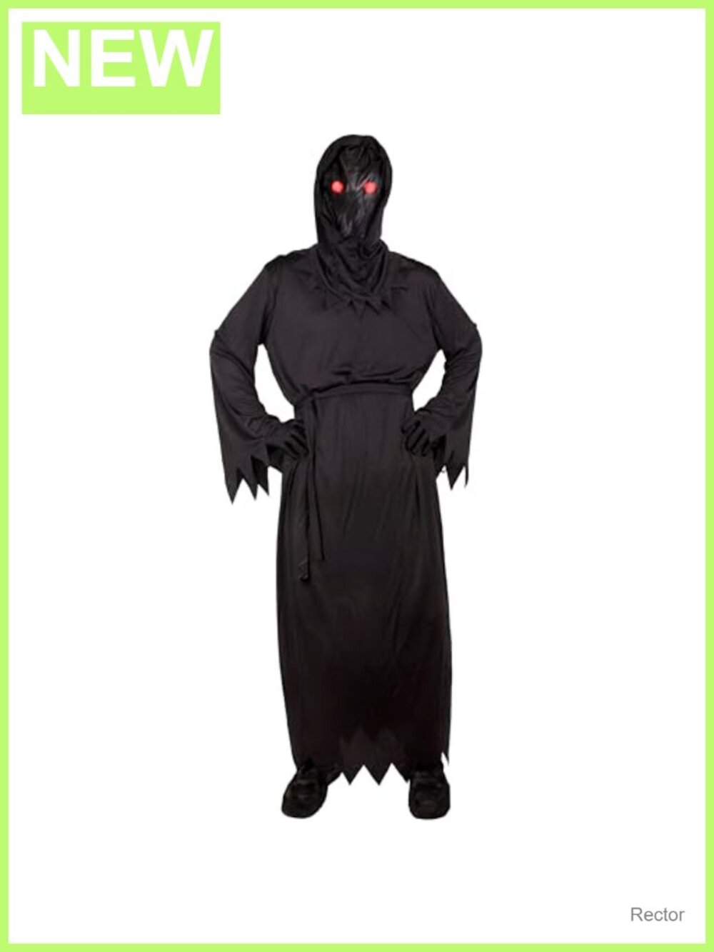 Grim Reaper Costume Adult Scary Horror Halloween Robe Hood Belt Gloves LED